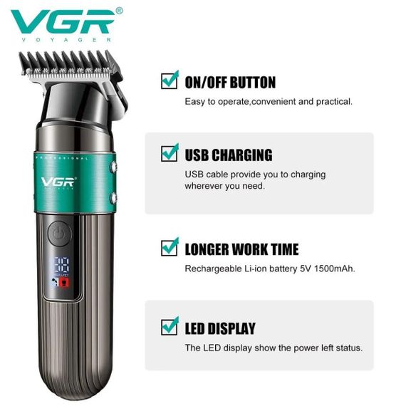 Машинка для стрижки волосся VGR V-929 акумуляторна | Зображення 1
