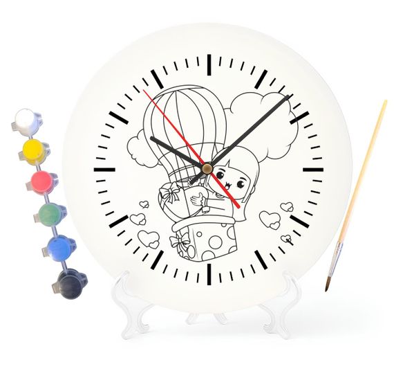 Дитячий набір для творчості годинник розмальовка Повітряна куля 30 см (Г0194)