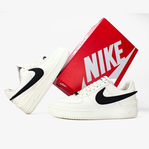 Кросівки демісезонні Nike Air Force матеріал шкіра колір бежевий, чорний | Зображення 9