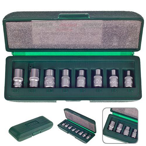 Набір торц головок зовнішній торкс 1/4", Е4-Е12, 8 предм (26410-8) HANS (26410-8) | Зображення 4