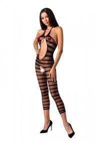 Сетчатый бодистокинг с открытым животом Passion BS081 black Sex Aura