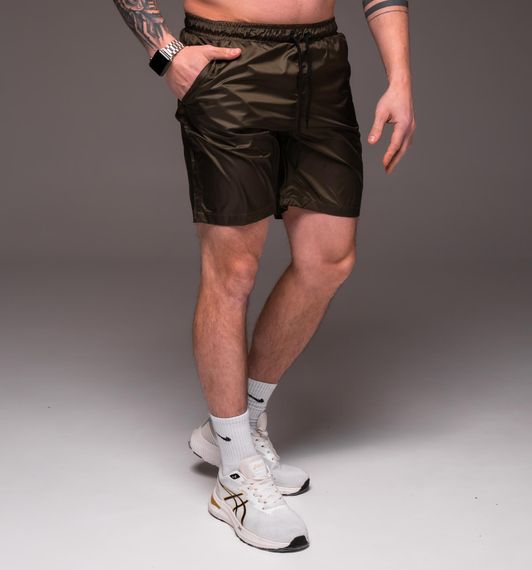 Мужские легкие шорты из плащевки внутри с сеткой RA2040, цвет хаки, размер S