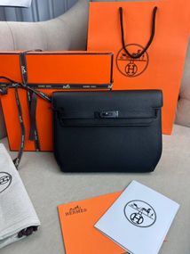 Сумка чорна Hermes Kelly Depeches 25 c887