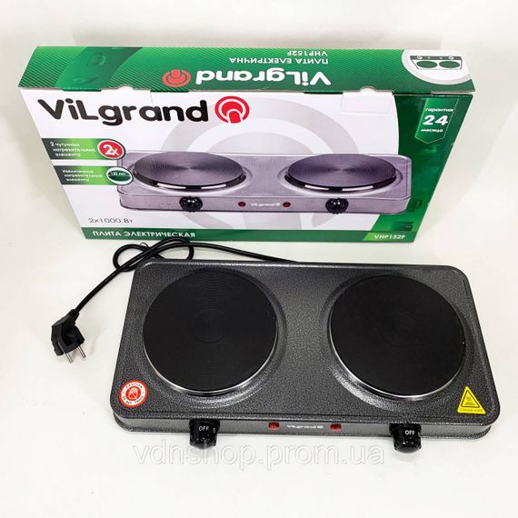 Бытовая электро-плитка ViLgrand, Удобная плита для кухни, Электроплита настольная с двумя комфорками QH-56 | Зображення 4