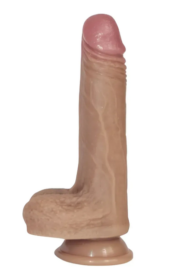 Фаллоимитатор с мошонкой на присоске OYO - Dildo Double Layer Silicone YQW-017 (длина 18 см, диаметр 3.5 см) Sex Aura | Зображення 2