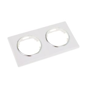 Рамка двойная белая с кольцом цвета хром WB-2F Wh/Ch