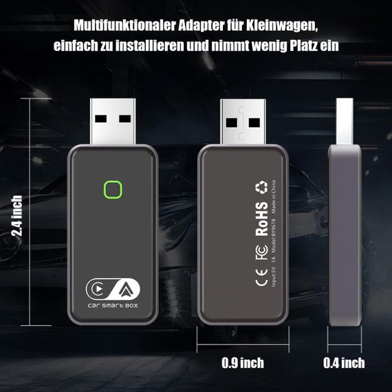 Беспроводной автомобильный адаптер Android и Carplay, беспроводной адаптер 2 в 1, преобразует проводной автомо | Зображення 1