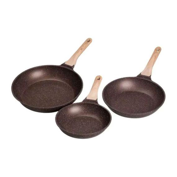 Набор сковородок из 3 предметов с толстым дном из алюминия MGC кофейный HP-4-410CO | Зображення 2