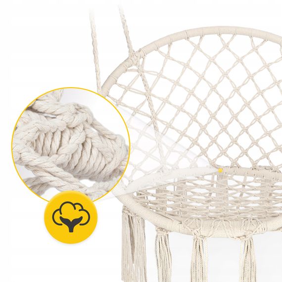 Крісло-гойдалка 4FIZJO Boho Dream 80 см підвісна, плетена Beige (P-5905973404518) | Зображення 8