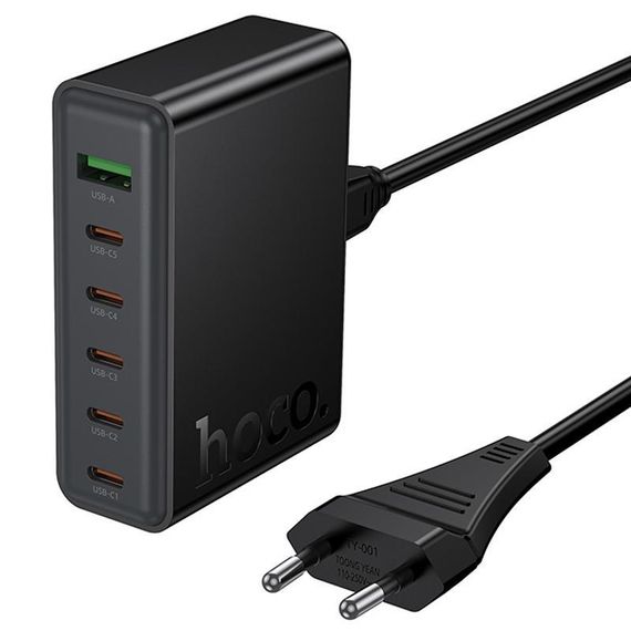 СЗУ Hoco C152A Modern PD70W 6in1 (5USB-C и 1USB-A) Black | Зображення 2