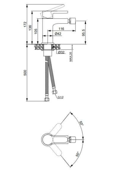 Змішувач для біде Lidz Astra 001AF LDAST001AFCRM48089 | Зображення 1