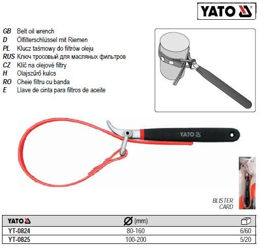 Ключ до оливного фільтру ремінний d=100-200 мм YATO Польща YT-0825