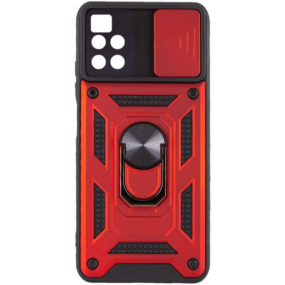 Ударостійкий чохол Camshield Serge Ring для Xiaomi Poco M4 Pro 5G TPU+PC, Шторка на камеру, Червоний | Зображення 3