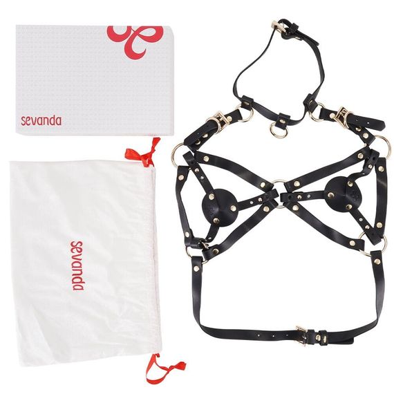 Портупея на груди LOCKINK SEVANDA Queen Chest Harness with Removable Bra Чорна One Size | Зображення 7