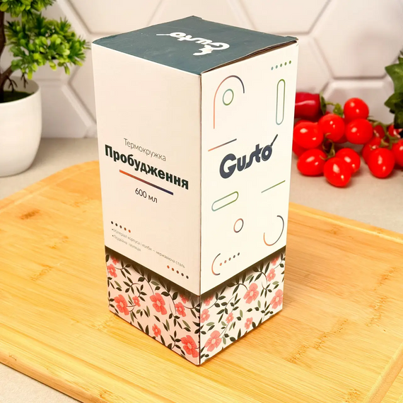 Термокружка Gusto GT GR-1126 600 мл с нержавеющей стали двойной изоляцией и ремешком Серый | Зображення 4