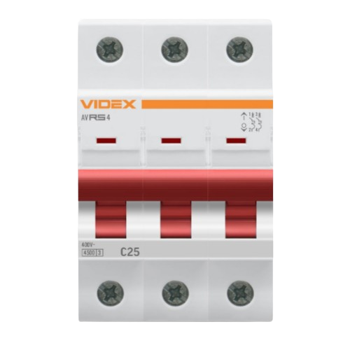 Автоматичний вимикач 3P 25А 4,5 kA VF-RS4-AV3C25 Resist Videx | Зображення 1