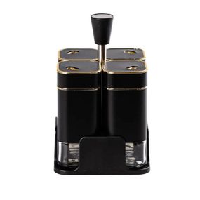 Набор для специй на подставке 4 предмета 10х10х17 см емкости для приправ 120 мл Черний HP-1306