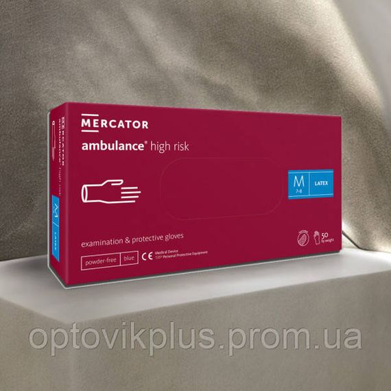 Перчатки амбулаторные MERCATOR, синие, М (50шт/25пар)