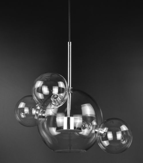 Люстра світлодіодна підвісна LED світильник для квартири на стелю лед 27091 Хром 40-130х35х35 см. | Зображення 4