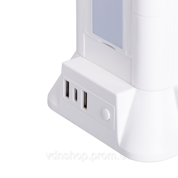 Сетевой фильтр удлинитель 4.8 м с лампой на 6 универсальных розеток с 2 USB, 1 Type-C, беспроводная зарядка HP-5-3MF | Зображення 4