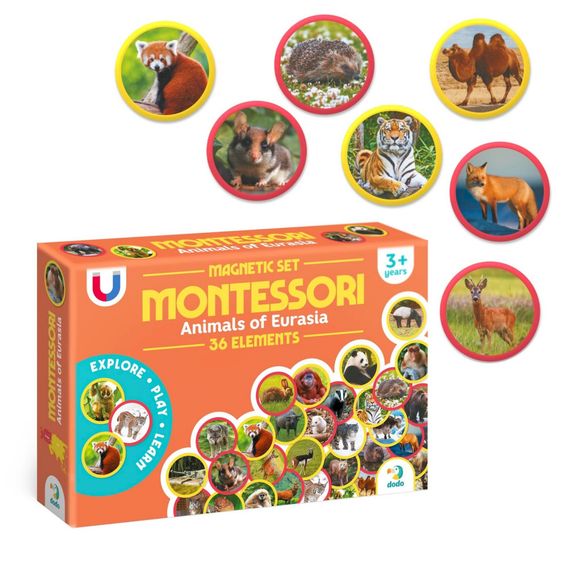 Дитячий магнітний набір Монтесорі "Тварини на континентах: Євразія" 200285, 36 елементів | Зображення 1