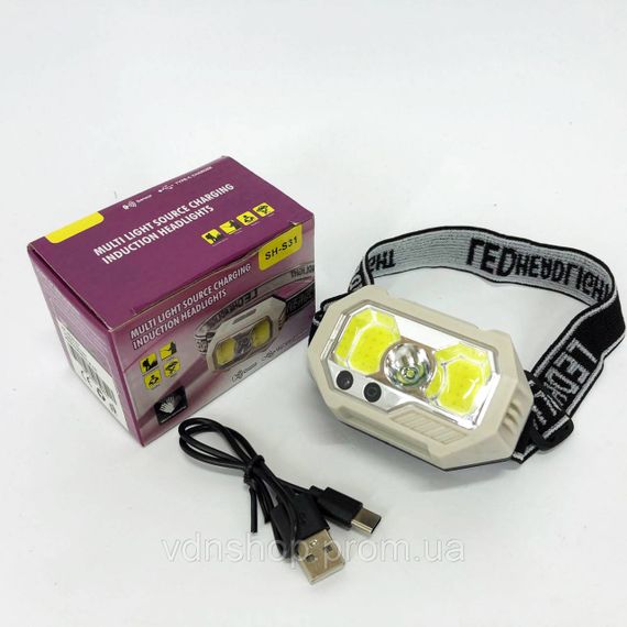 Аккумуляторный налобный свет SH-S31-XPE+COB(white+red), Фонарик на голову с зарядкой JX-52 | Зображення 1