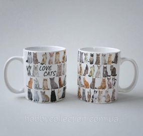 Кружка керамічна з принтом "Love Cats" 330 мл Біла