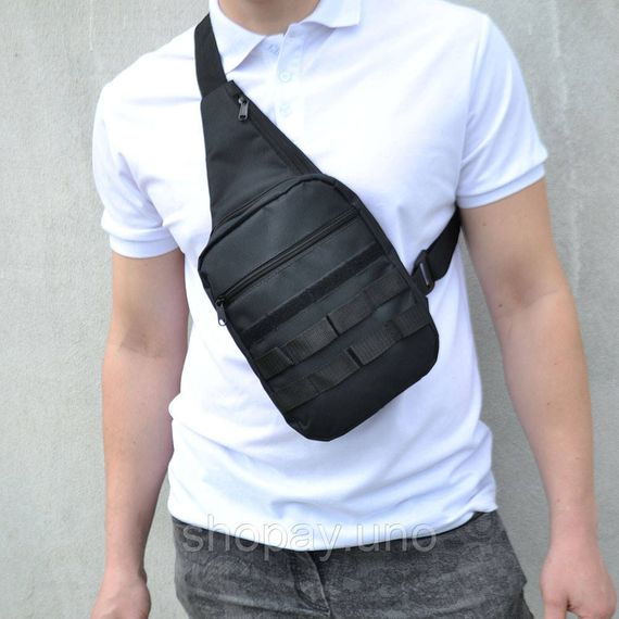 Тактична сумка‑кобура Cordura 1000D, чорна, 6 кишень, швидкий доступ, слінг через плече, чоловіча кроссбоді | Зображення 7