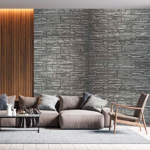 Самоклеюча 3D панель культурний камінь срібло 700x770x5мм (156) SW-00000751 | Зображення 2