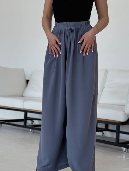 Женские широкие свободные брюки палаццо в складку AV180 размер S/M, цвет серый | Зображення 1