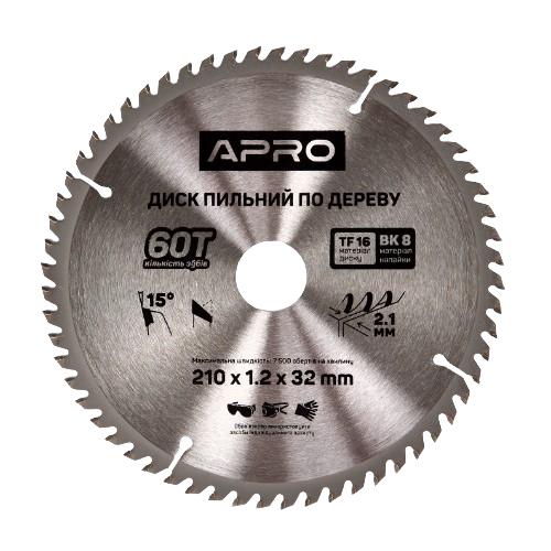 Диск пиляльний по дереву d210мм*32(30)мм 60T New APRO
