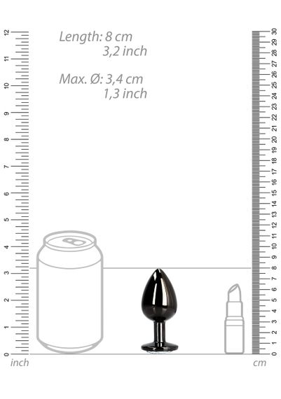 Металлическая анальная пробка Round Gem, размер М, черный/белый Ouch! (Нидерланды) sexstyle | Зображення 7