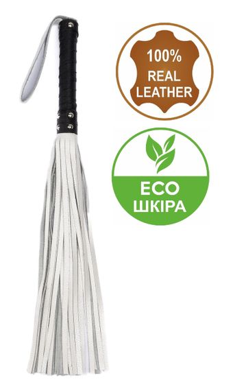 Флогер з комбінованої шкіри Flirty COMBO Leather - Black & Pearl, BM-00014 sexstyle