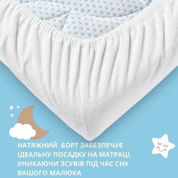Водонепроницаемый детский наматрасник 2 шт AQUA STOP PAPAELLA 60х120 см с бортом, махровый, 100% хлопок | Зображення 1