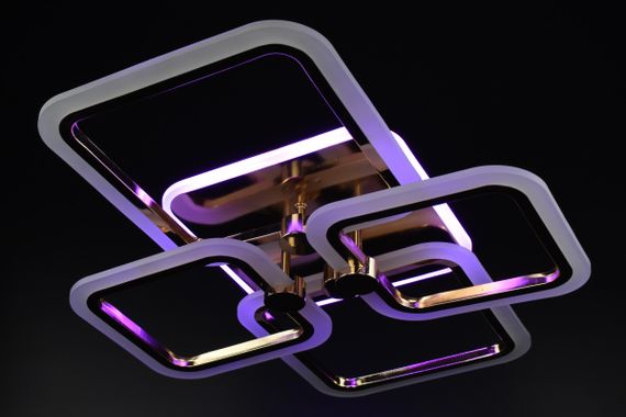 Люстра світлодіодна стельова LED світильник для квартири на стелю лед з пультом 26945 Золото 11х48х60 см. | Зображення 7