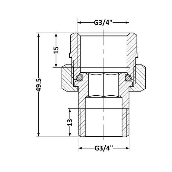 Сгон-американка Thermo Alliance Standart 3/4" ВН нікель, прямий TAS190W20 | Зображення 1