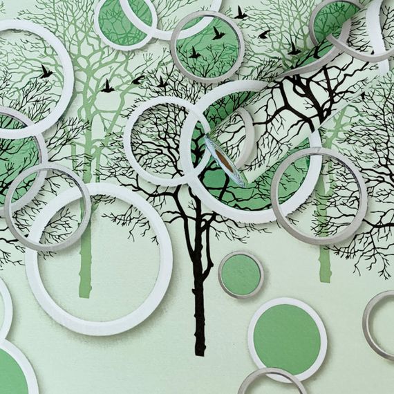 Плівка самоклеюча на паперовій основі чорні та зелені дерева 45см*10M SW-00002440 | Зображення 2