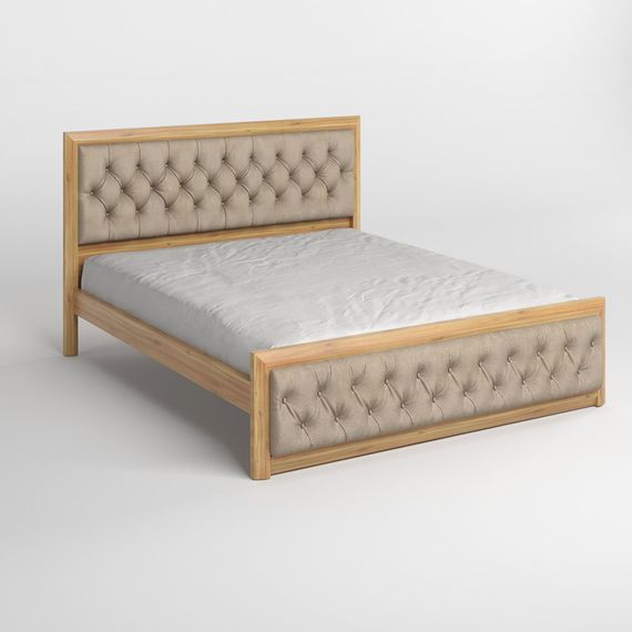 Односпальне дерев'яне ліжко Mebigrand Барселона Б3 Горіх світлий/Аляска 23 (Бежевий) 80х190 см (MBG-12636) | Зображення 1