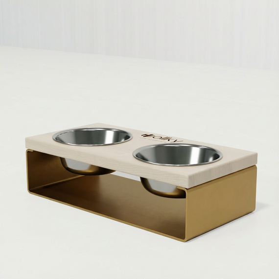 Миски на подставке из цельного металлического листа для собак и котов Hollky SteelWood S (2 × 0,45 л) SWS-36188-GLWH | Зображення 2