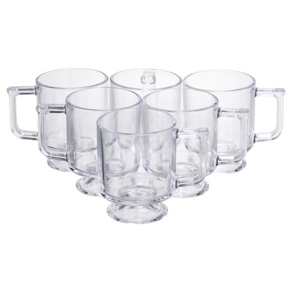 Набор чашек 6 шт для чая и кофе Goblet по 300 (мл) кружки стеклянные Прозрачный HP-19-L6
