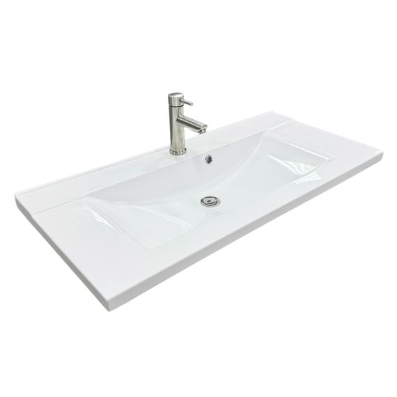 Раковина накладна Adamant QUANTO 100, прямокутна, з сифоном Click-Clack + змішувач (4824296207901) | Зображення 1