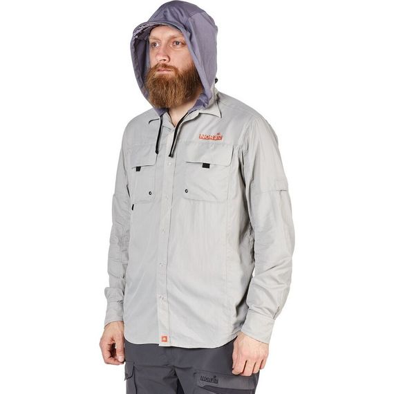 Рубашка Norfin Focus Hood Gray 657005-XXL летняя с длинным рукавом и капюшоном размер 2XL | Зображення 2