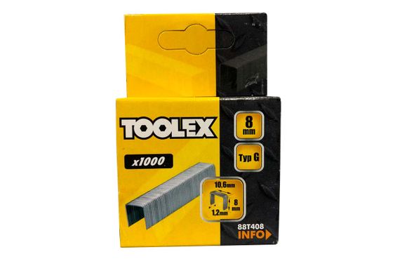Скоба Toolex - 8 x 1,2 x 10,6мм широкая (1000шт) (88T408)