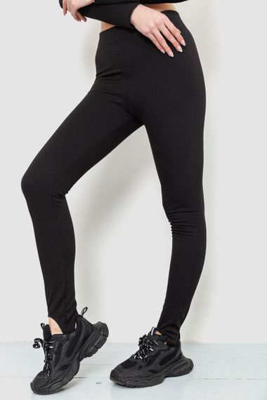 Лосини в рубчик на флісі, колір чорний, 102R365 | Зображення 2