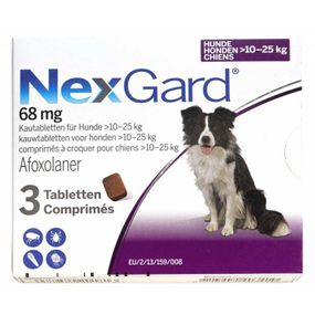 NexGard - Жувальна таблетка від кліщів та бліх для собак вагою 10 - 25 кг