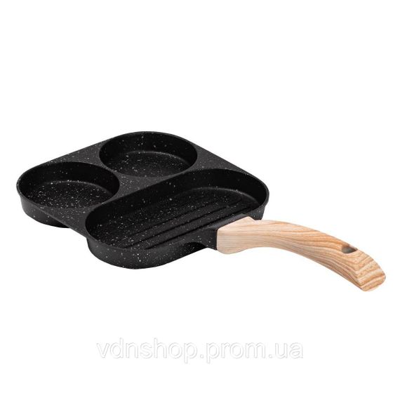 Сковорода квадратна порційна на 3 секції з антипригарним покриттям чорна HP39571B | Зображення 2
