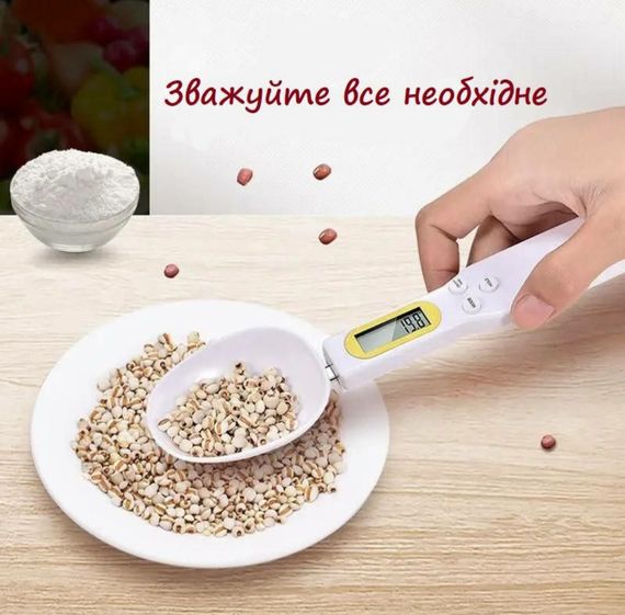 Електронна мірна ложка-ваги з LCD дисплеєм до 500 г. (Біла) | Зображення 3
