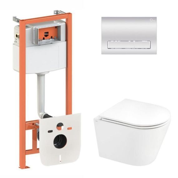 Готове рішення Qtap для ванної кімнати: підвісний унітаз Scorpio Ultra Quiet 520x365x365 + комплект інсталяції Nest 4 в 1