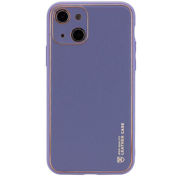 Кожаный чехол Xshield для Apple iPhone 14 (6.1") Серый / Lavender Gray