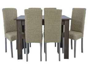 Комплект чохлів на стільці без оборки 6 штук (Крем)